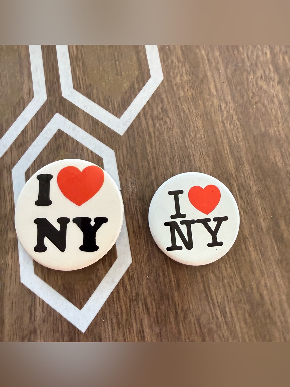 Vintage I ❤️ NY Vintage Style Pinbacks - White with Red Heart
